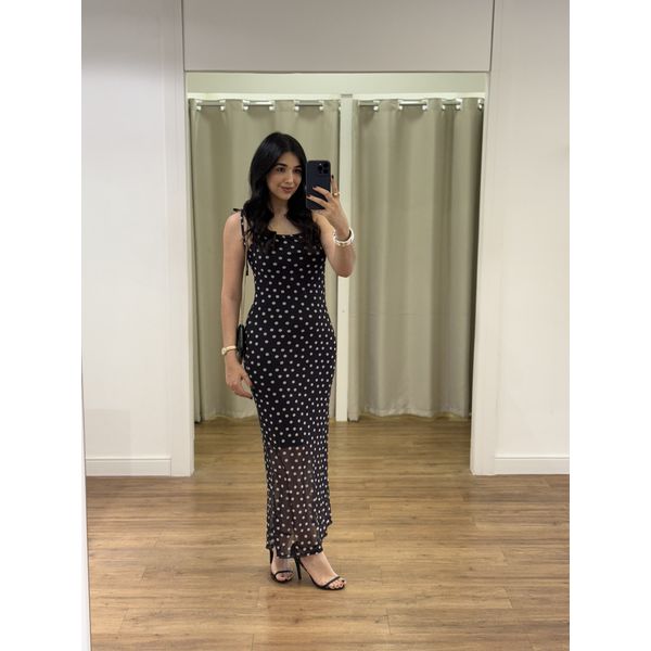 Vestido Tule Poa Preto