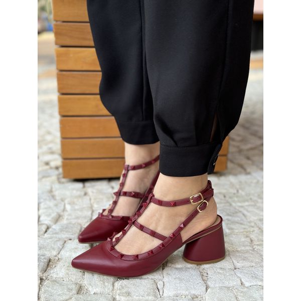 Scarpin Valen Marsala Bloco 