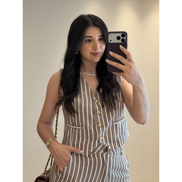 Conjunto Listrado Marrom