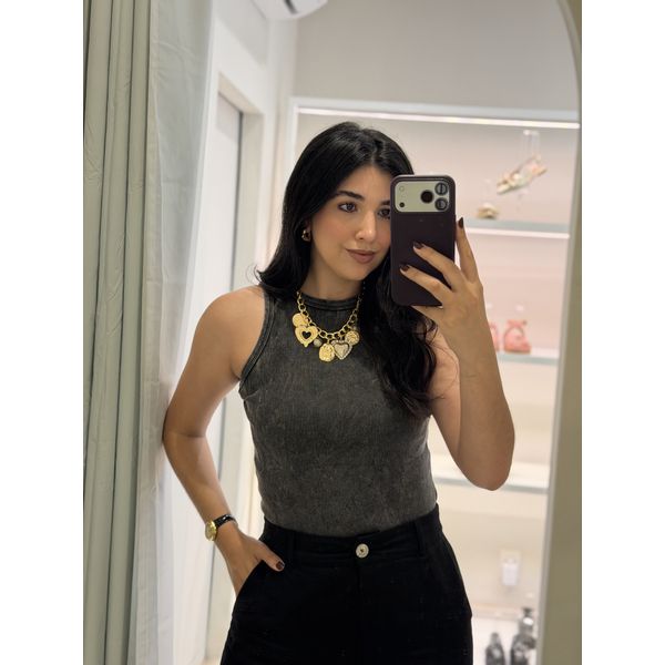 Regata Canelada Estonada Preta