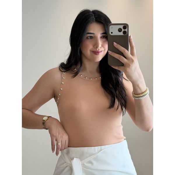 Blusa Basica com esferas Nude