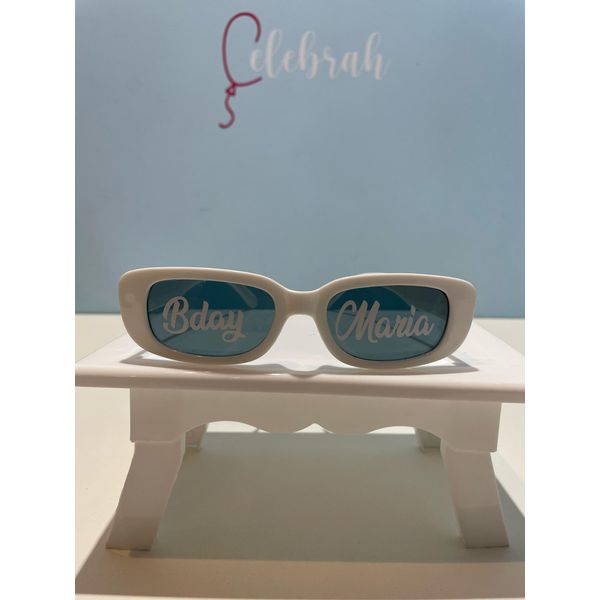 Óculos de Sol Retrô Branco Personalizado para Festas