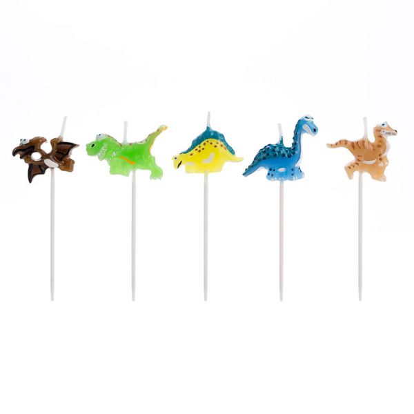 Vela de Aniversário Dinossauros Silver Festas - 5 unidades