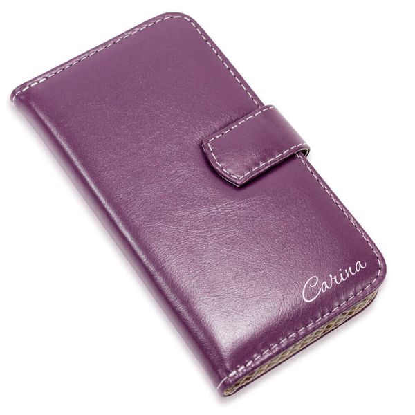 CAPA CARTEIRA COURO NOME ROXO