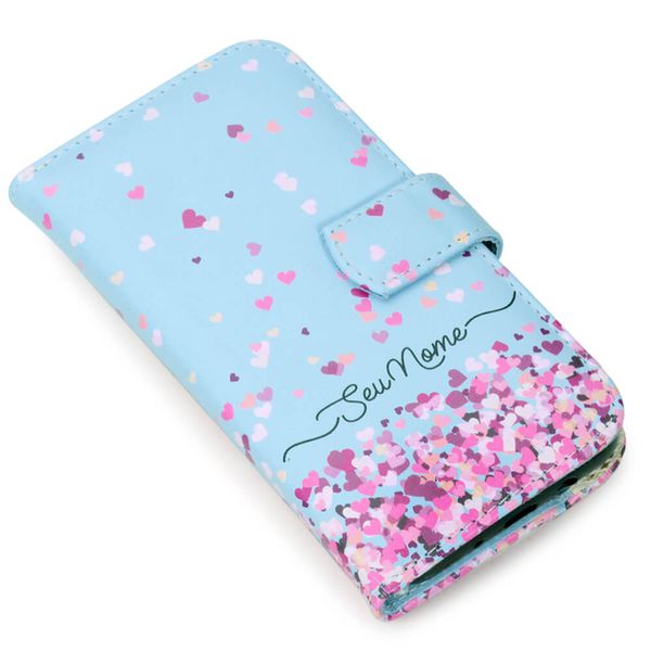 CAPA CARTEIRA COURO NOME AMOR ROSA AZUL BEBE