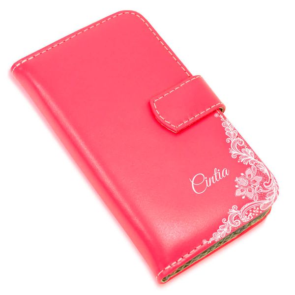 CAPA CARTEIRA COURO NOME RENDA PINK
