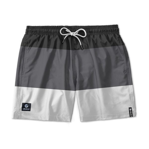 Short Praia Listrada - Preto / Cinza / Branco