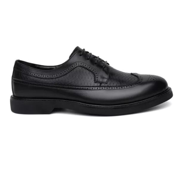 Sapato Social Brogue Islândia Croco Couro Preto