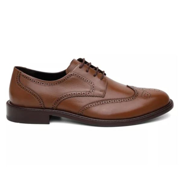 Sapato Social Brogue Tamanho Especial em Couro Whisky