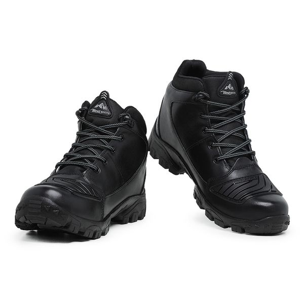 Bota Motociclismo Masculina de Couro Resistênte Bota Coturno Cano Alto Moto  Estrada Road Bota Preta - Preto