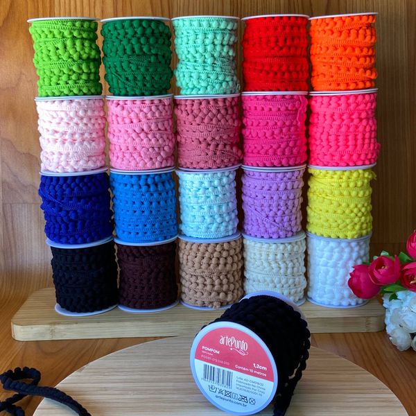Fita Pompom 1,2CM 10 Metros No Rolo