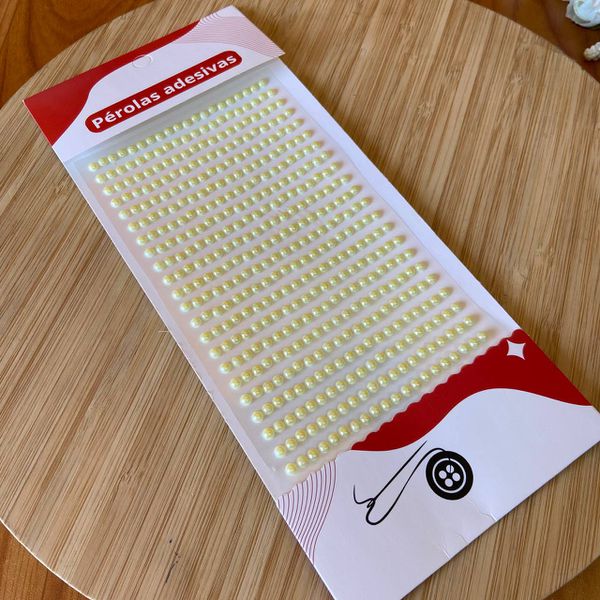 Cartela Adesiva Meia Pérola 4mm Amarelo BB 442UN 