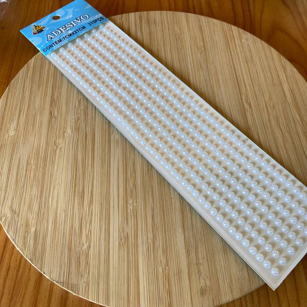 Cartela Adesiva Meia Pérola 6MM Branca 240un