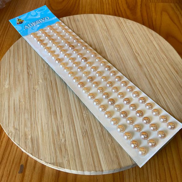 Cartela Adesiva Meia Pérola 10mm Bege 92Un 