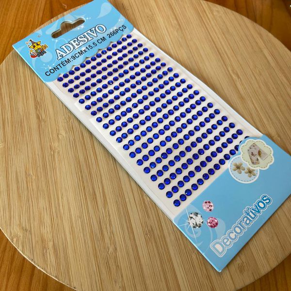 Cartela Adesiva Strass 5mm Azul Royal 266un