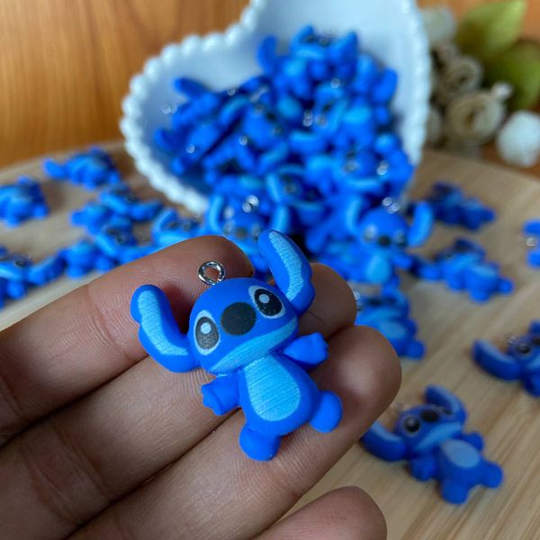 Pingente Resina Stitch Azul 3cm - 10 unidades