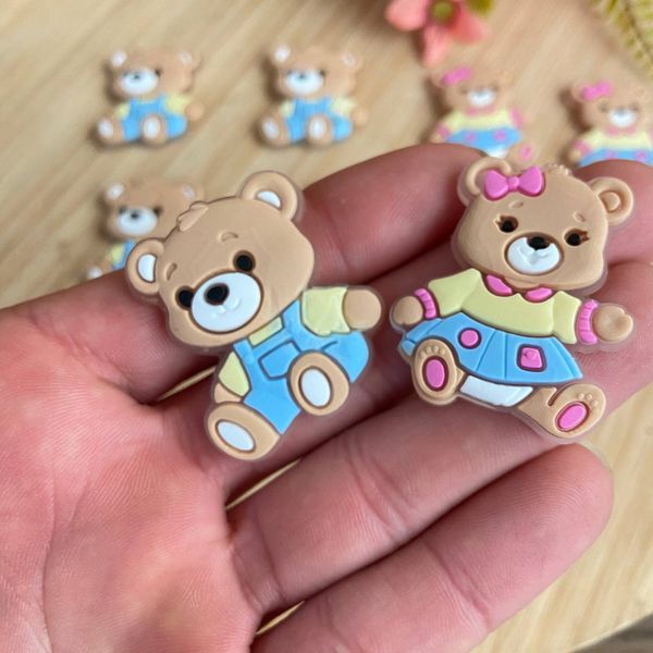 Apliques Emb. Ursinha e Ursinho - 10 Unidades