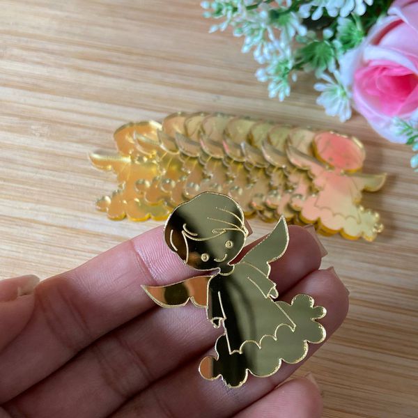 Aplique Espelhado Anjo Menino - 10 Unidade 4Cm