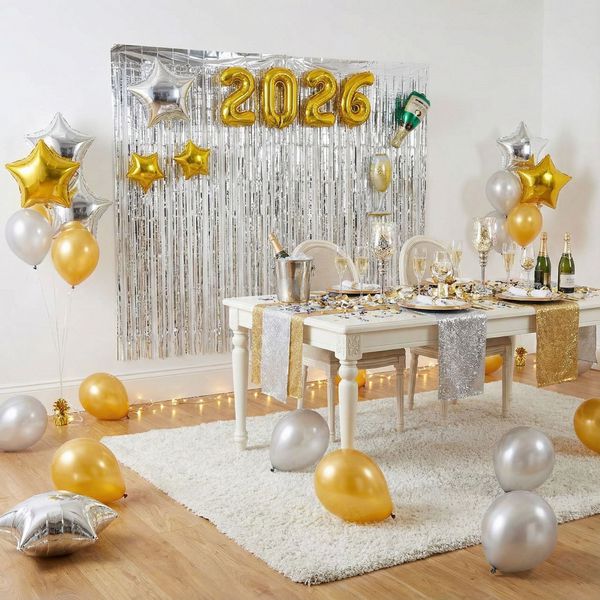 Kit Painel 2026 - 8 Peças (Prata/Ouro)