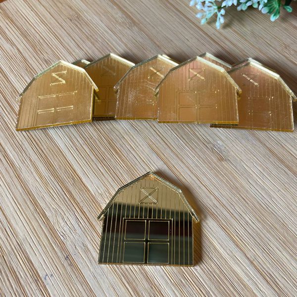 Aplique Espelhado Fazendinha Celeiro 4cm - 10 Unidades