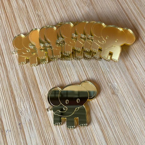 Aplique Espelhado Safari Elefante 4cm - 10 Unidades