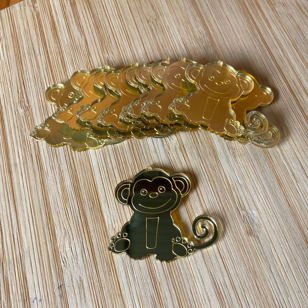 Aplique Espelhado Safari Macaco 4cm - 10 Unidades