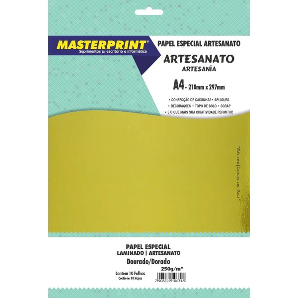 Papel Especial Laminado A4 250g – Dourado (10 folhas) – Masterprint