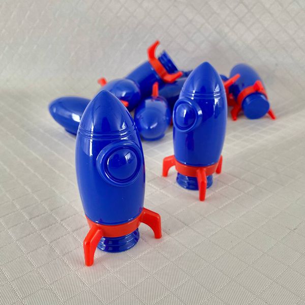 Baleiro Foguete 10,5x5,5cm Azul Royal/Vermelho - Pacote com 10 unidades