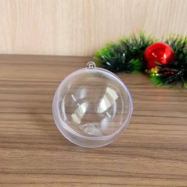 Bola acrílica 6,5cm Transparente - Pacote com 10 unidades