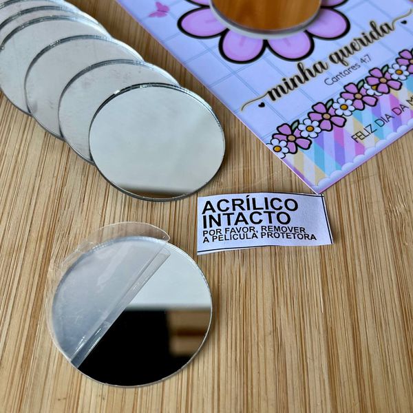 Espelhado Acrílico Redondo Prata 4cm - 10 unidades