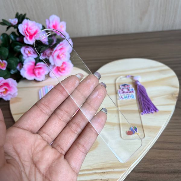 Marca-Página Acrílico Transparente 14x3cm – 5 Unidades