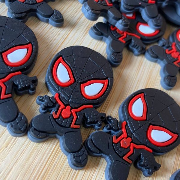 Aplique Emborrachado Homem Aranha Preto 4cm - 10 unidades