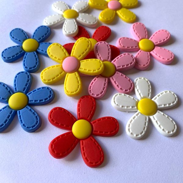 Aplique Emborrachado Margarida Colorida 3,5cm - 10 unidades