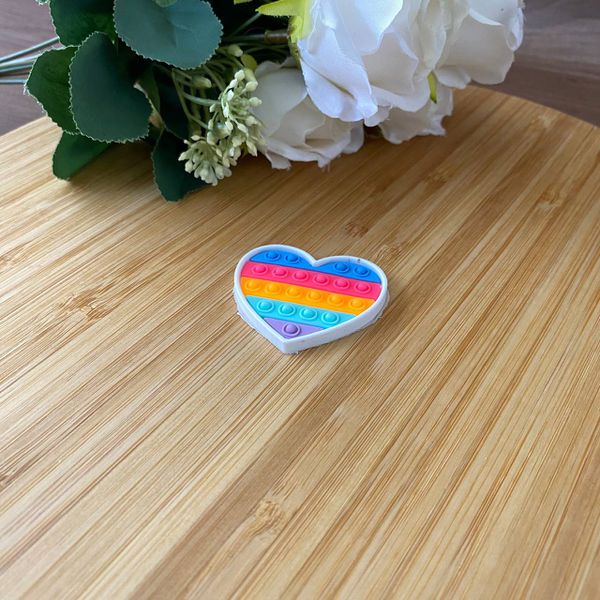 Aplique Emborrachado Coração Pop It 4cm - 10 Unidades