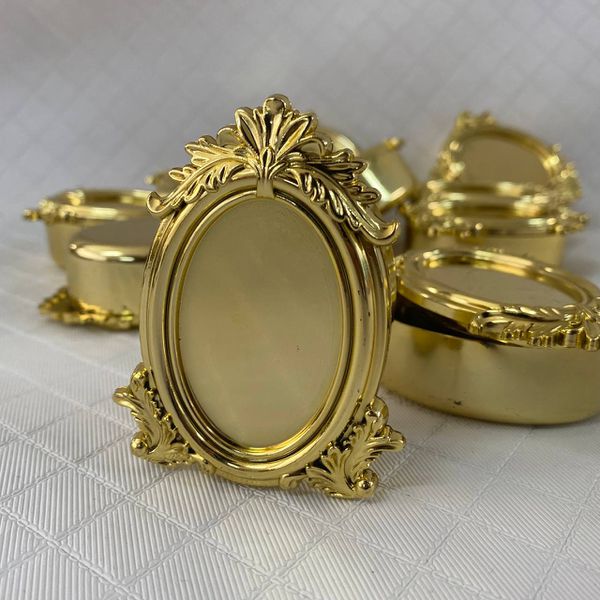 Enfeite plástico Caixa espelho 7,0x4,5cm Dourado - pacote com 10 unidades