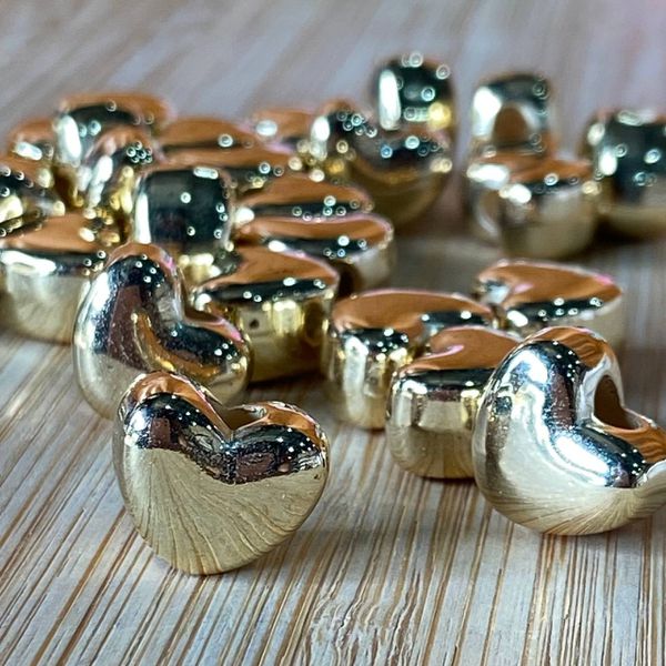 Entremeio Coração Dourado 14mm - 30 Unidades