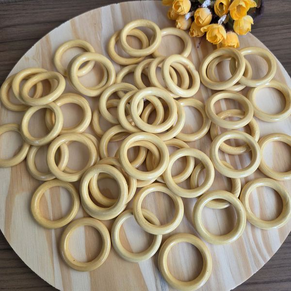 Argola de Madeira Marfim 5cm x 3cm - 10 Unidades