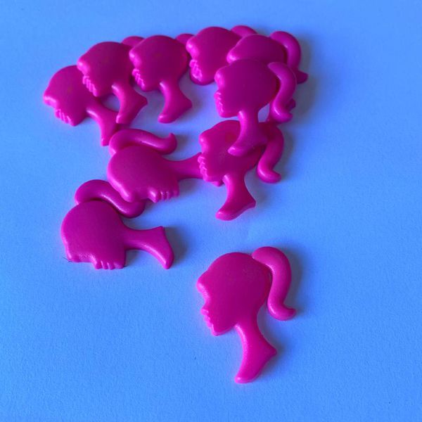 Aplique Emborrachado Rosto Barbie Rosa Pink 2,5x3,2cm - 10 unidades