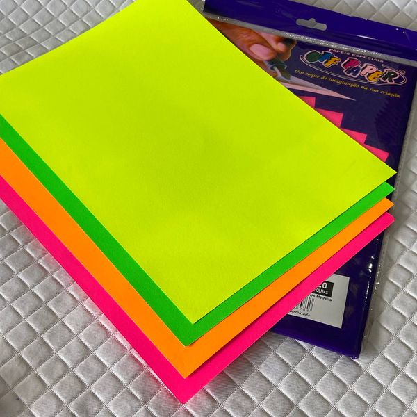 Papel neon A4 180g OFF PAPER - Pacote com 20 folhas
