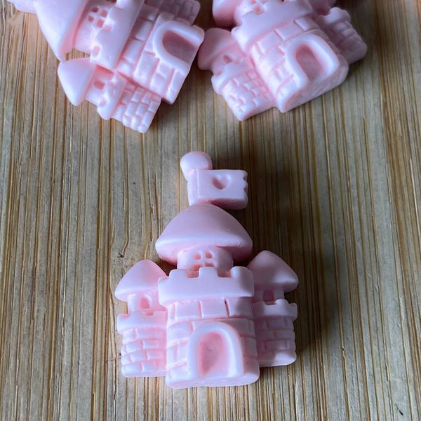 Aplique Resina Castelo Rosa bb 24mmx30mm 5un