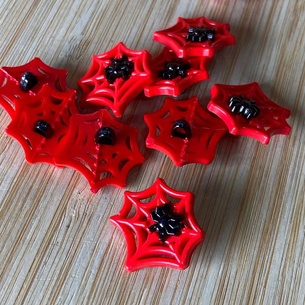 Aplique Teia Aranha Vermelha e Preta 2cm - 10 Unidades