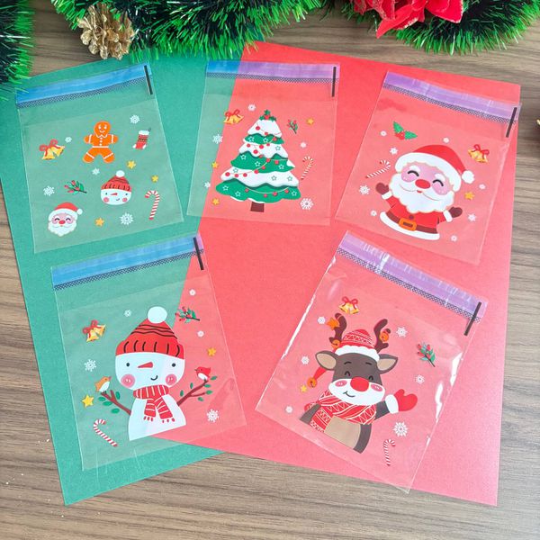 Saquinho Natalino C/ Fechamento Adesivo – 10x10cm, 50 Unidades Sortidas