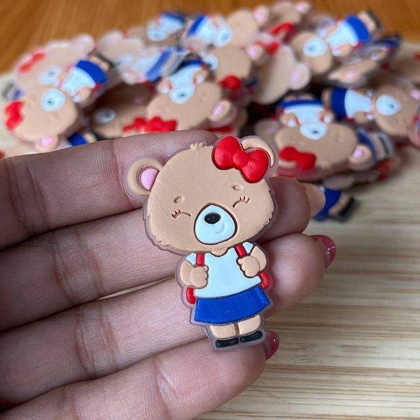 Aplique Emborrachado Ursinha Escolar - 4cm (10 Unidades)