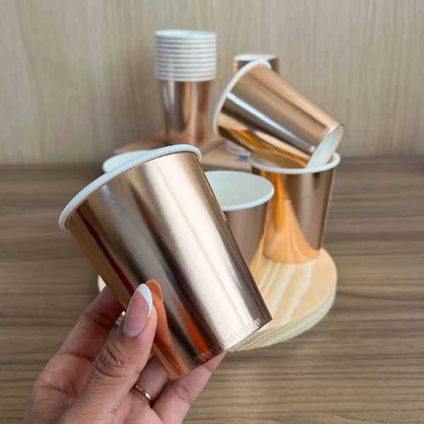 COPO DE PAPEL 250ML 10 UN ROSE