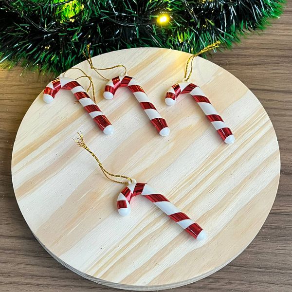 ENFEITE DE NATAL BENGALA 6,5CM PCT. 6UN BRA/VERM