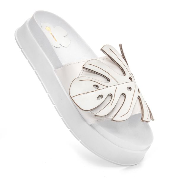 Sandálias Papete Femininas Folha - Conforto E Estilo Branco