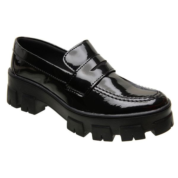 Sapato Mocassim Tratorado Feminino SL Preto-Verniz
