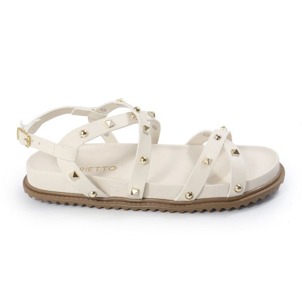 Rasteirinha Feminina Sola Baixa Tiras Trançadas Off-White