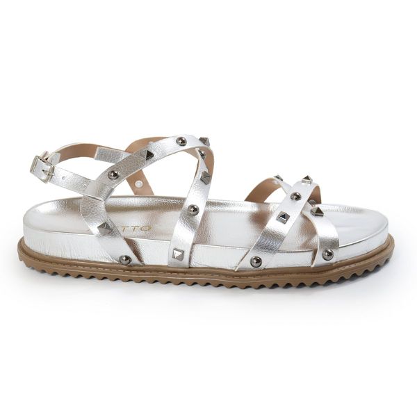 Rasteirinha Feminina Sola Baixa Tiras Trançadas Prata