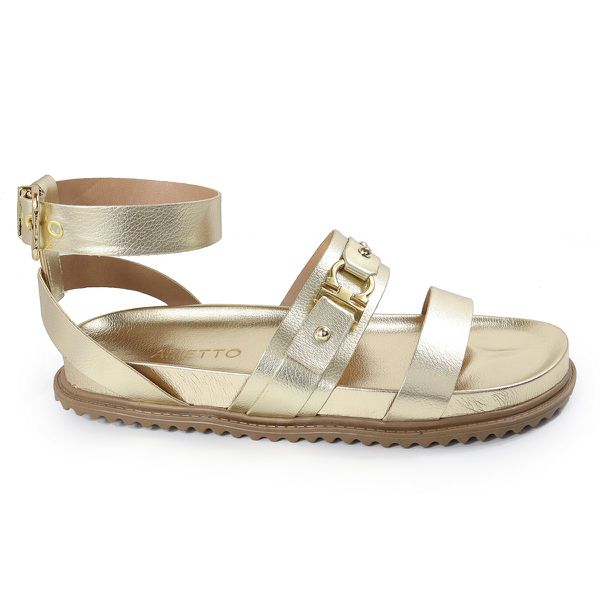 Sandália Papete Feminina Sofia Sola Baixa Dourado